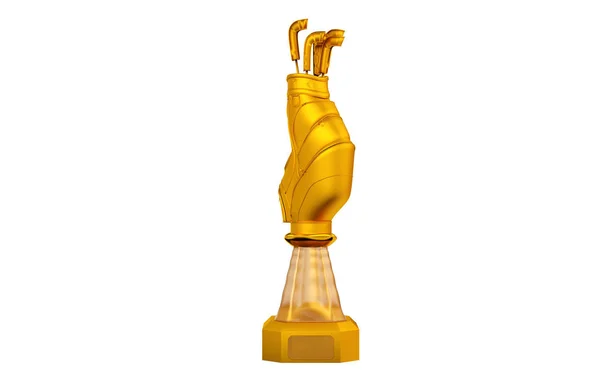 Voorste Weergave Van Golf Tas Gouden Trofee Met Een Witte — Stockfoto