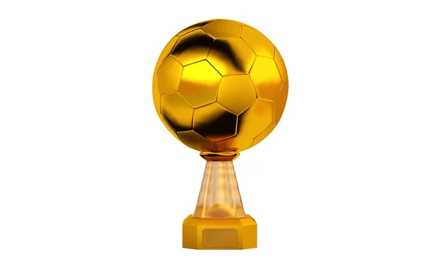 Vue Face Football Gold Trophy Avec Fond Blanc — Photo
