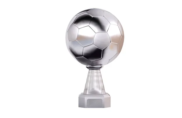 Framifrån Football Silver Trophy Med Vit Bakgrund — Stockfoto