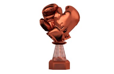 Beyaz bir arka plan üzerinde boks bronz kupa önden görünümü