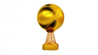 Açık görünümü, basketbol Altın Kupa beyaz arka plan ile sonsuz dönüşümlü olarak