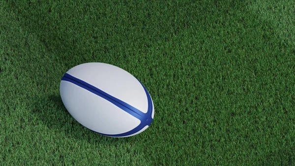 Pohled Rugby Míč Velmi Dobře Ostříhaný Trávník — Stock fotografie