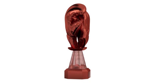 Front View Boxing Bronze Trophy Infinite Rotation White Background — Stock Video