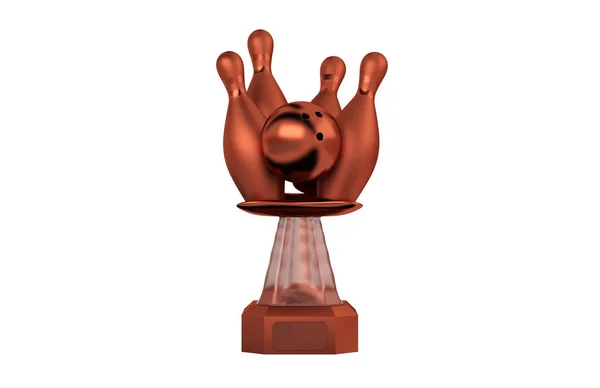 Vooraanzicht Van Bowling Bronze Trophy Een Witte Achtergrond — Stockfoto