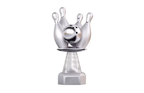 Vue Face Bowling Silver Trophy Sur Fond Blanc — Photo