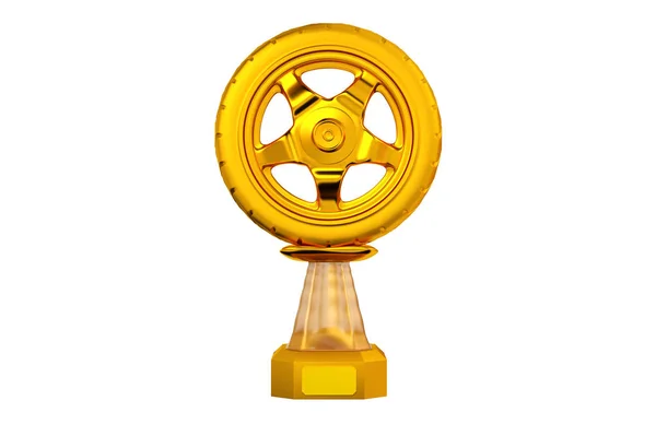 Front view of Sport Wheel Gold Trophy — Stock Photo, Image