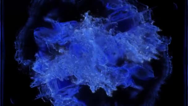 Liquido Spruzzante Blu Scuro Con Sfondo Nero Slow Motion — Video Stock