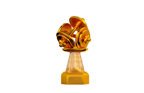 Front view of Dumbbell Gold Trophy — Stock Photo, Image