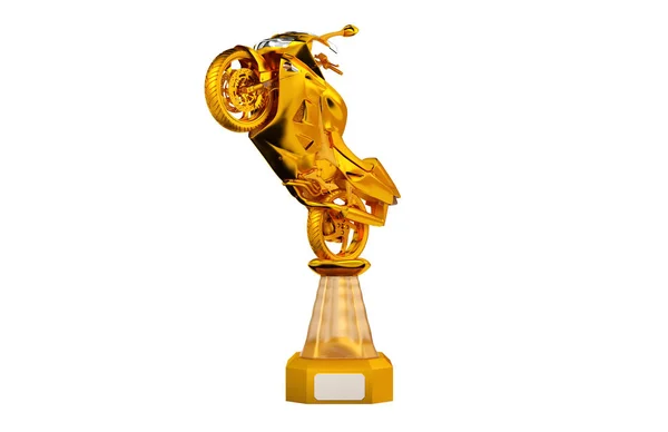 Front view of Sport Motorbike Gold Trophy — Stock Photo, Image