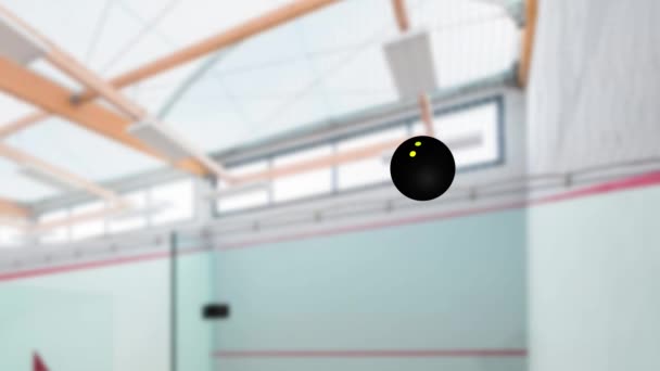 Squash Bollen Rotation Passerar Höger Till Vänster Slow Motion Med — Stockvideo