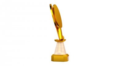 Beyaz arka planda Sonsuz Rotasyon masa tenisi Altın Trophy Ön Görünümü