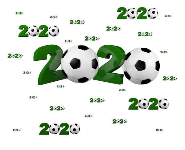 Many Football 2020 Designs with many Balls — Stock Photo, Image