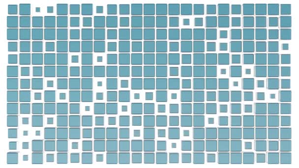 Рисунок Решетки Большим Количеством Светло Синих Летающих Кубиков Которые Исчезают — стоковое видео