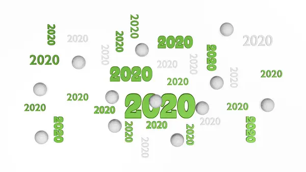 Top View of Several Golf 2020 Designs with Some Balls — Stock Photo, Image