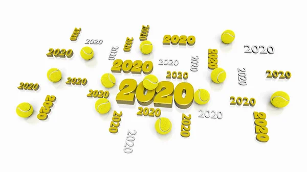 いくつかのテニス2020デザインといくつかのボール — ストック写真