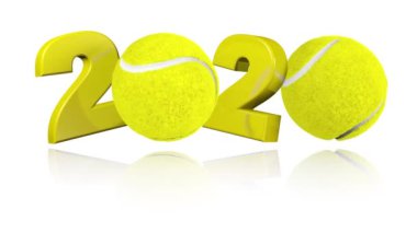 Tenis topu 2020 tasarım Sonsuz Rotasyon Beyaz Arka Plan üzerinde