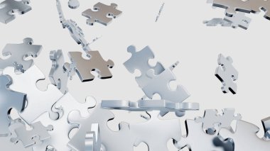 Birkaç Gri Puzzle parçaları dağınık 