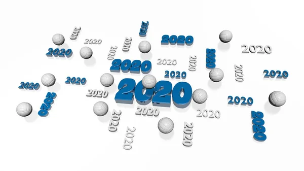 Kilka siatkówka 2020 wzory z niektórymi piłkami — Zdjęcie stockowe
