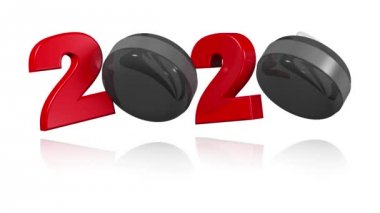 Beyaz Arka Planda Sonsuz Döndürme de Curling Stone 2020 tasarımı