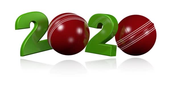 Cricket Ball 2020 Design Oändlig Rotation Vit Bakgrund — Stockvideo