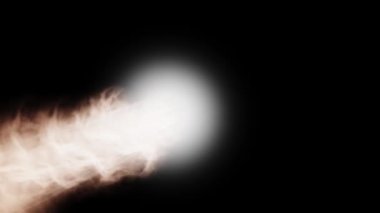 Turuncu kuyruklu beyaz kuyruklu yıldız siyah arkaplanda soldan sağa geçiyor