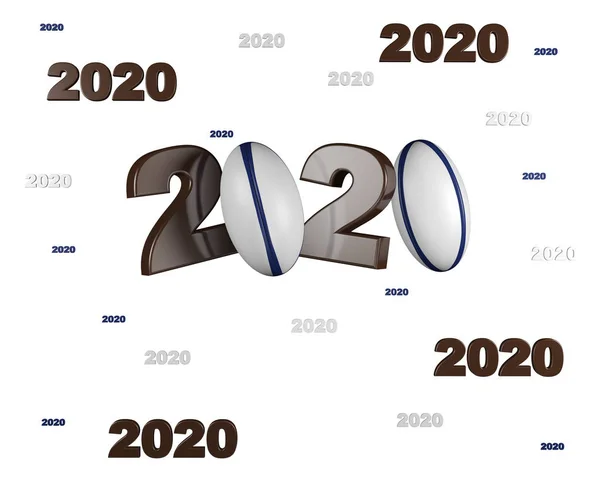 Birçok Rugby topu 2020 tasarımlar — Stok fotoğraf