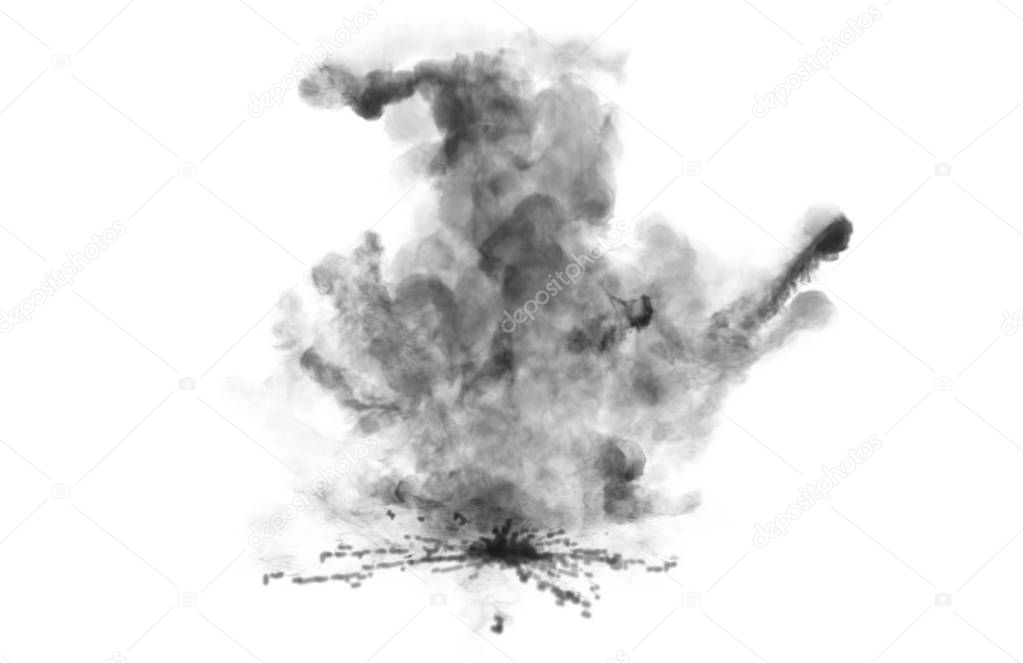 Large Grey Smoke from the end of an explosion 