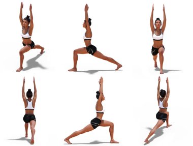 Yoga Warrior One Poz 6 açıları ile Kadın 
