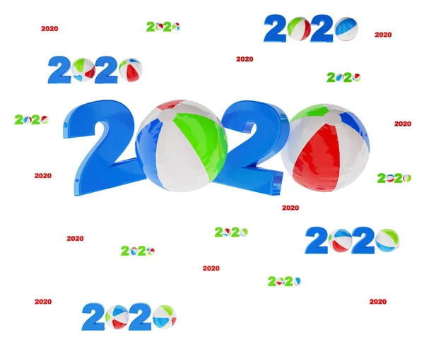 Sok Beach Ball 2020 formatervezési minták sok golyó — Stock Fotó