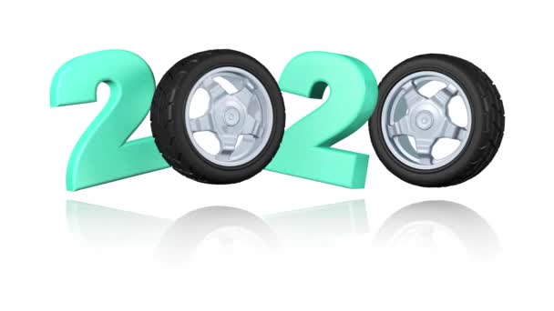Diseño Sport Wheel 2020 Rotación Infinita Sobre Fondo Blanco — Vídeo de stock