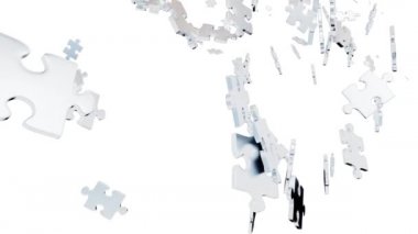 Kaos birçok Gri Puzzle parçaları ve beyaz arka plan ve Alpha Kanal ile bir Kırmızı parça