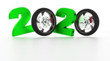 Motosiklet Tekerlekler 2020 tasarım Sonsuz Rotasyon Beyaz Arka Plan üzerinde