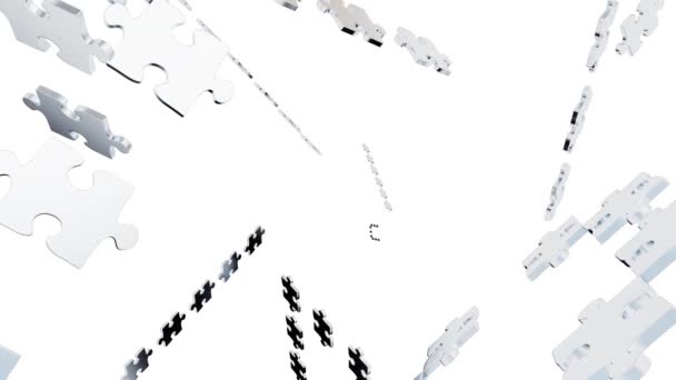 Кілька Груп Сірий Шматочки Головоломки Розкидані Один Райдужний Шматок Білим — стокове відео