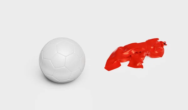 Um Handebol com uma peça de tecido vermelho para a direita Imagem De Stock