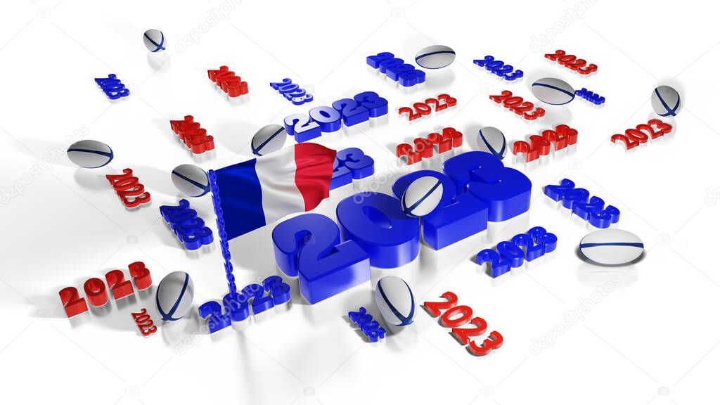 Many 2023 designs with French flag in the wind and some balls 
