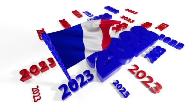 Many 2023 Designs French Flag Wind White Background — Stock Video