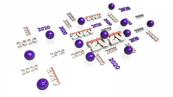 Lotes de Bowling 2020 desenhos com várias tigelas — Fotografia de Stock