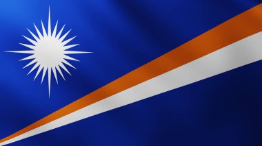 Marshall Adaları 'nın Büyük Bayrağı dalga desenleriyle rüzgarda tam ekran arkaplan