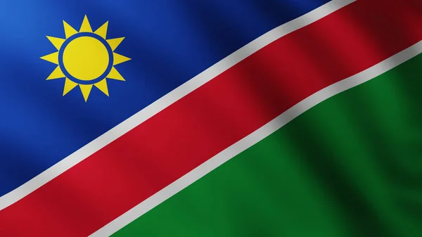 Bandeira Grande Namíbia Fundo Tela Cheia Vento Com Padrões Onda — Fotografia de Stock