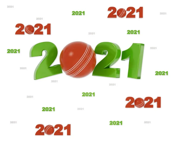 多くのクリケット2021白い背景に多くのボールとデザイン — ストック写真