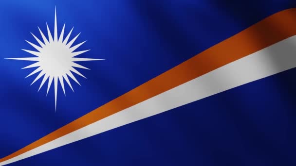 Large Flag Marshall Islands Fullscreen Background Fluttering Wind Wave Patterns — Stock Video