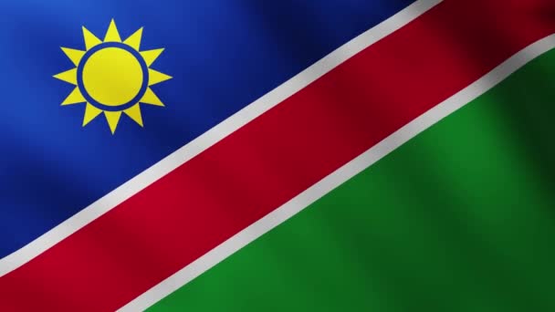 Gran Bandera Namibia Fondo Pantalla Completa Ondeando Viento Con Patrones — Vídeos de Stock