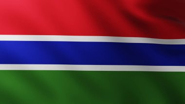 Büyük Gambiya Bayrağı dalga desenli rüzgarda tam ekran arkaplan