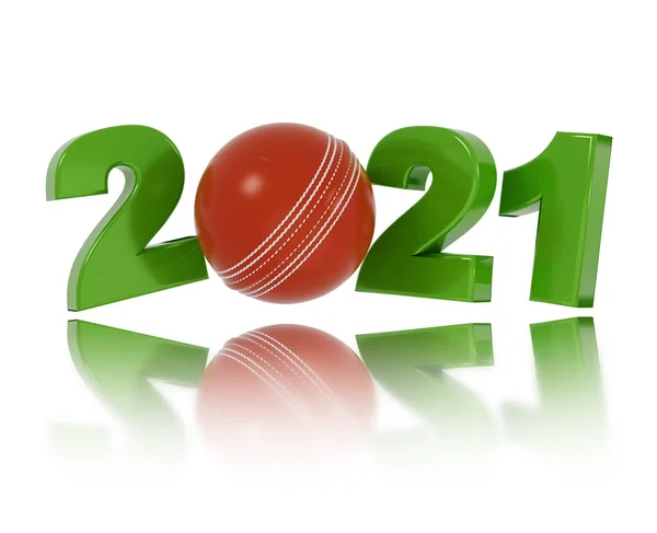 Balle Cricket 2021 Design Avec Fond Blanc — Photo