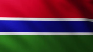 Büyük Gambiya Bayrağı dalga desenleriyle rüzgarda dalgalanan tam ekran arkaplan