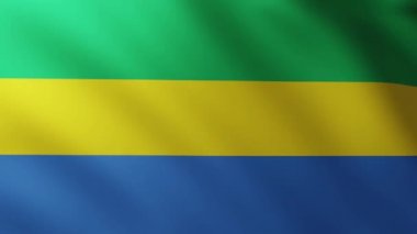 Büyük Gabon Bayrağı tam ekran arkaplan dalga desenleriyle rüzgarda dalgalanıyor