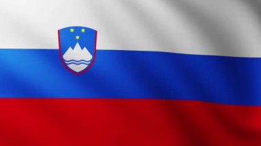 Slovenya 'nın büyük bayrağı dalga desenleriyle rüzgarda dalgalanan tam ekran arka plan