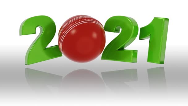 Cricket Ball 2021 Design Unendlicher Rotation Auf Weißem Hintergrund — Stockvideo