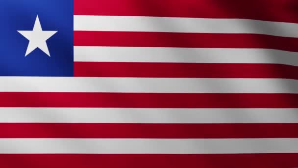 Velká Vlajka Libérie Celé Obrazovce Pozadí Třepetání Větru Vlnobitím Vzory — Stock video