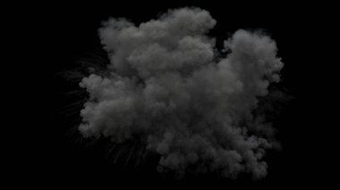 Kara Arkaplanda Şiddetli Gri Duman Patlaması